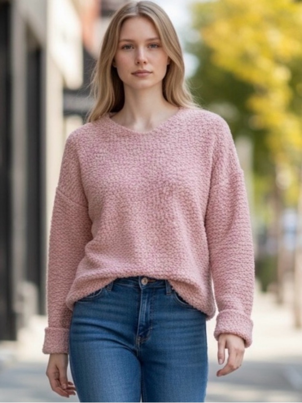 MACARON NWT Pink Textured Knit Sweater